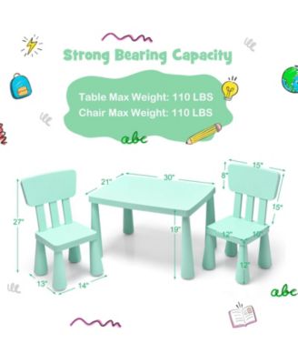 3 Pieces Toddler Multi Activity Play Dining Study Kids Table and Chair Set
