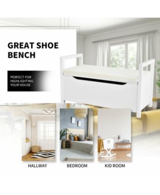 Shoe Storage Bench with Cushion Seat for Entryway