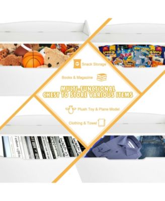 Kids Toy Wooden Flip-top Storage Box Chest Bench with Cushion Hinge