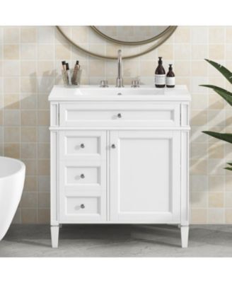30" Modern Bathroom Vanity Single Sink, 2 Drawers, Tip-out