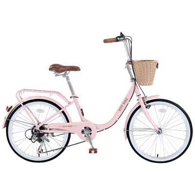 Streamdale 7 Speed City Bike With Basket, Steel Frame,Multiple Colors 22 Inch Girls Bicycle
