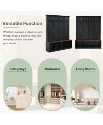 Streamdale Versatile Hall Tree with Hooks, Storage Bench, and Cabinet