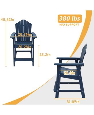 Tall Adirondack Chair Patio Chairs Adirondack Barstools Outdoor Chairs Outdoor Furniture Balcony Chairs for Backyard Garden Patio, Blue
