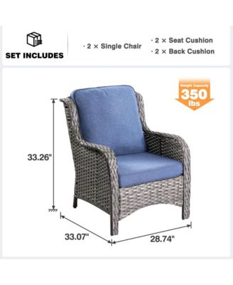 2-Piece Outdoor  Patio Furniture Set with High Back Chairs, All Weather Wicker Conversation Set for Garden and Backyard