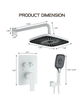 Wall-Mounted High-Pressure Shower System with Rain Shower Head and Temperature Display