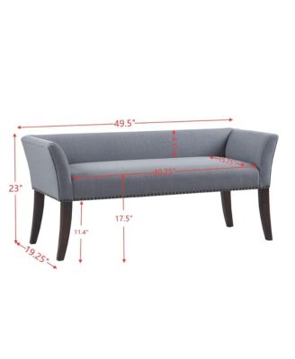 Upholstered Accent Bench with Nailhead Trim and Solid Wood Legs
