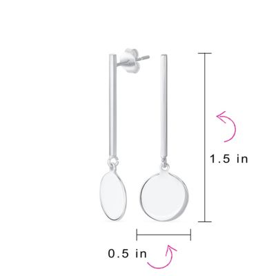 Simple Geometric Initials Monogram Dangle Earrings Sterling Silver Circle Bar