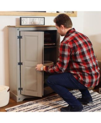 2-Door, 2-Shelf Accent Cupboard - Solid Pine - Gray - 43" H