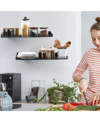 24"x12" Garage Wall Shelves, 2 Pack, Black