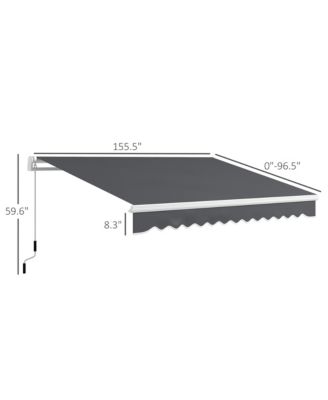 13' x 8' Manual Retractable Awning Sunshade Shelter, Dark
