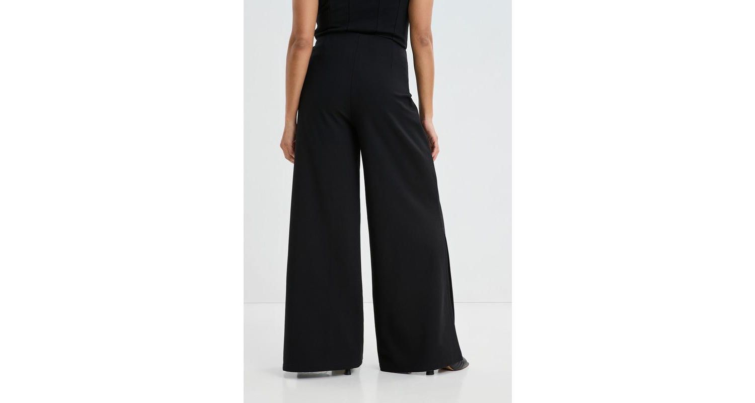 Women's Lexington High-Waisted Wide-Leg Side-Slit Dress Pants