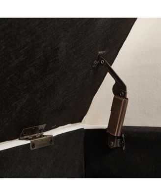 Velvet Storage Bench with Curved Arms, Upholstered Tufted Ottoman