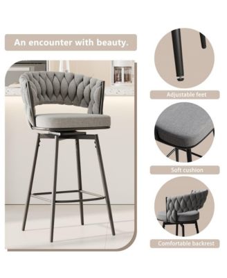   Set of 2  Upholstered, Metal Frame   26.3", 360° Swivel   Counter Height Stools