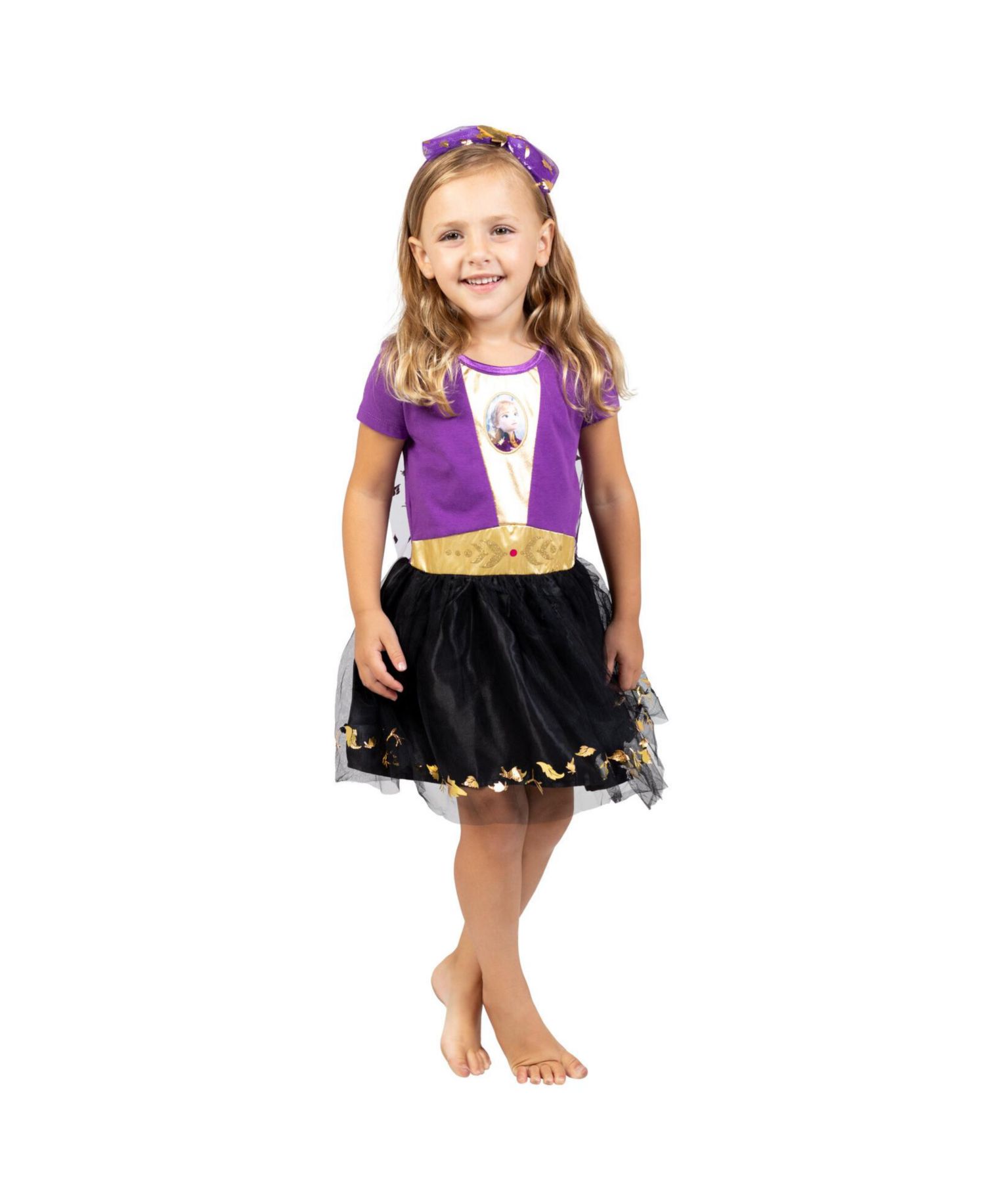 Disney Princess Anna Elsa Girls Gown and Headband Toddler to Big Kid