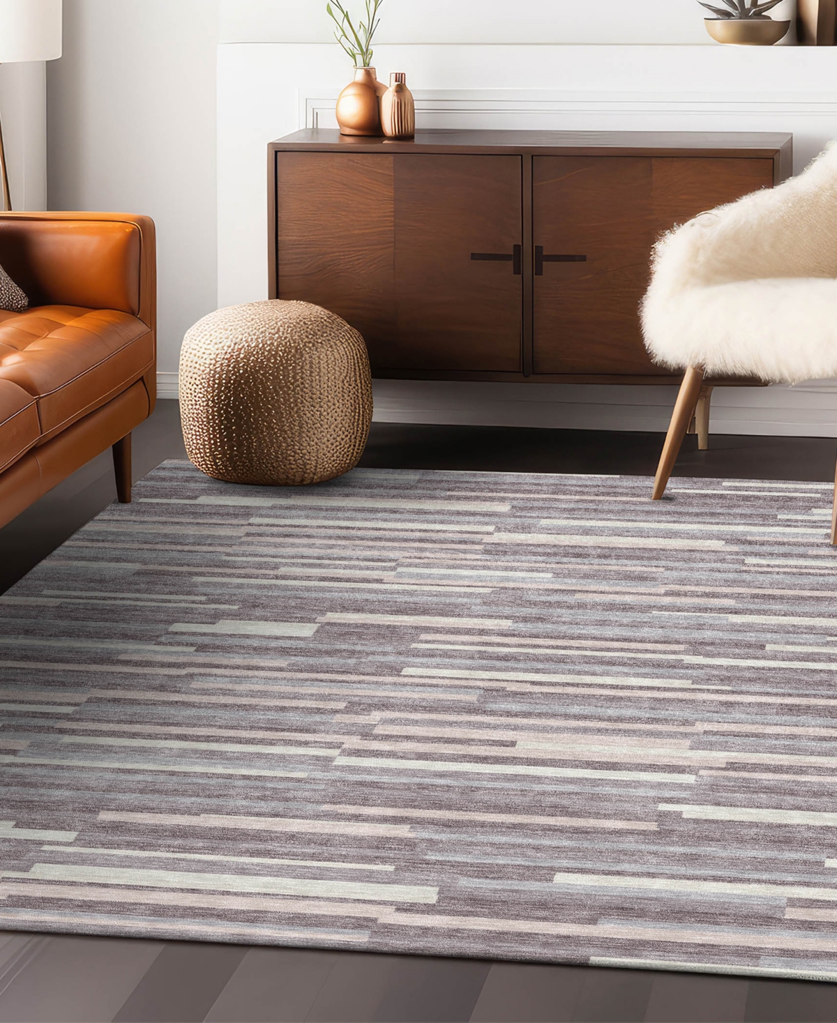 Addison Chantille Acn894 5'x7'6" Area Rug In Lavender