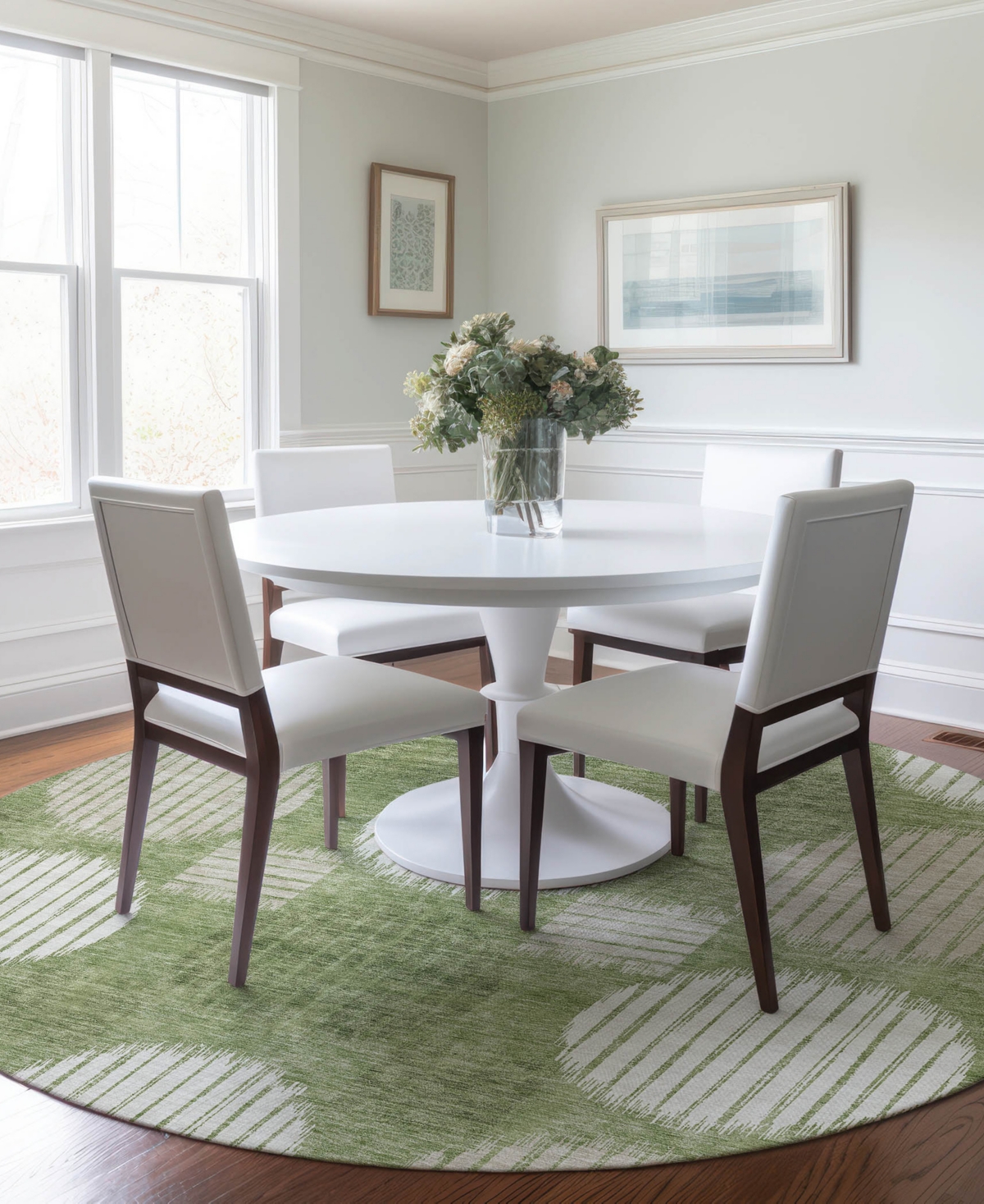 Shop Addison Chantille Machine Washable Acn900 8'x8' Round Area Rug In Green