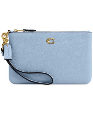 COACH Polished Pebble Leather Small Zip-Top Wristlet - Macy's