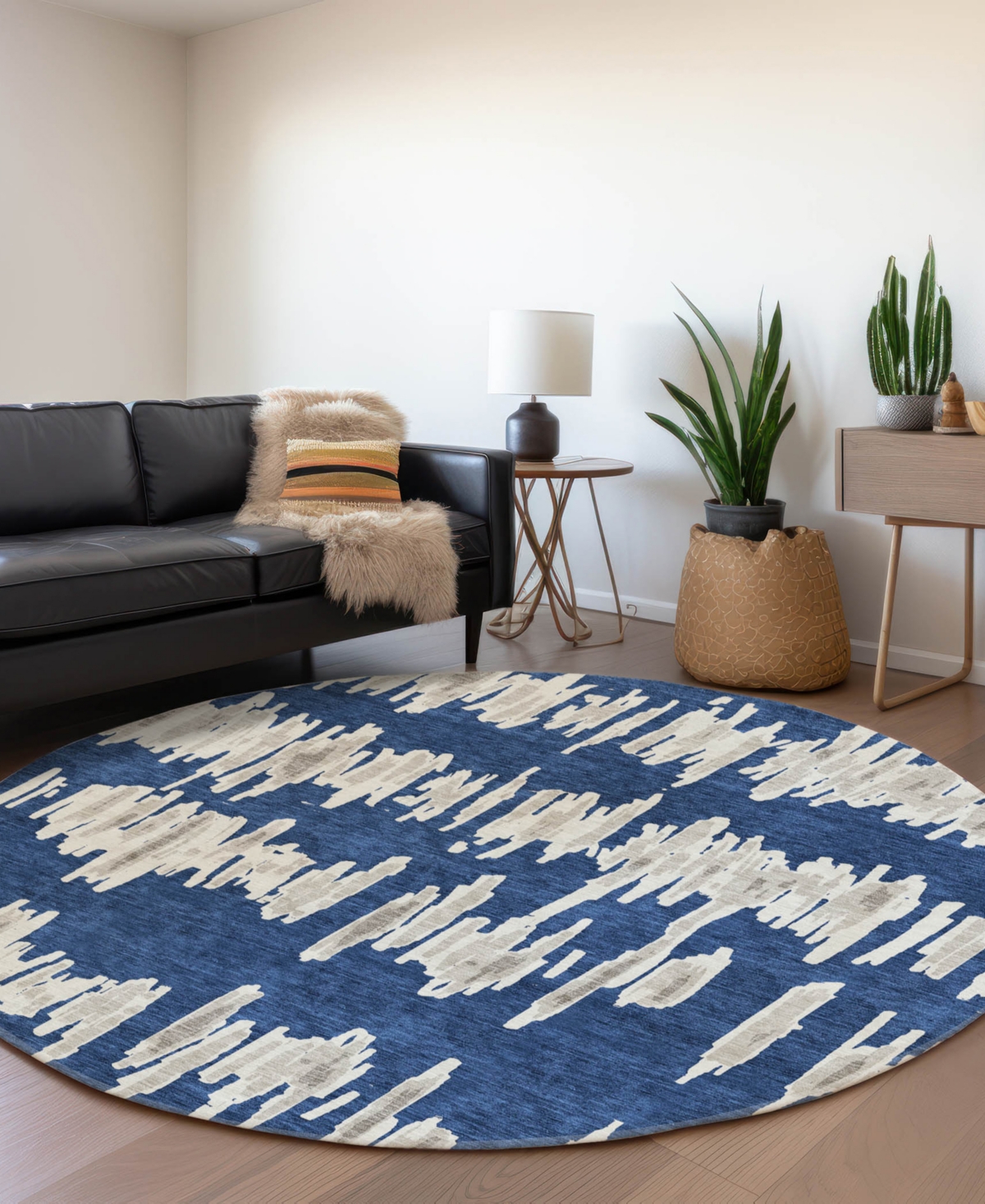 Addison Chantille Acn905 8'x8' Round Area Rug In Navy