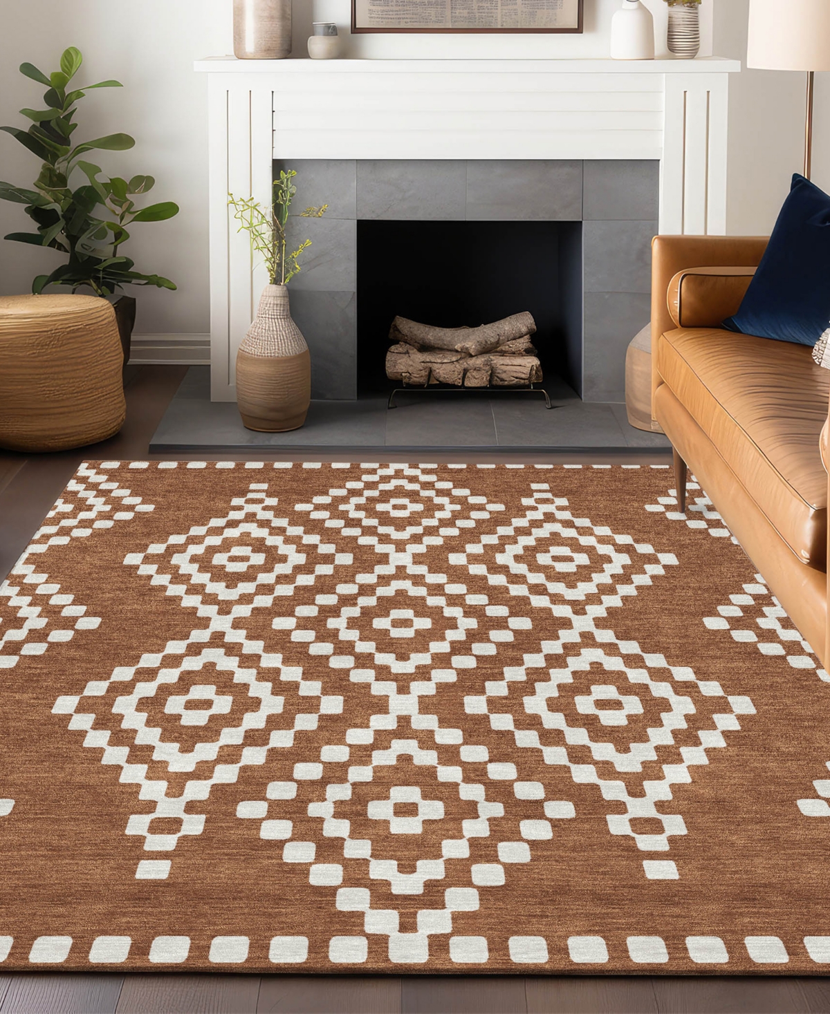 Addison Chantille Acn891 5'x7'6 Area Rug In Terracotta