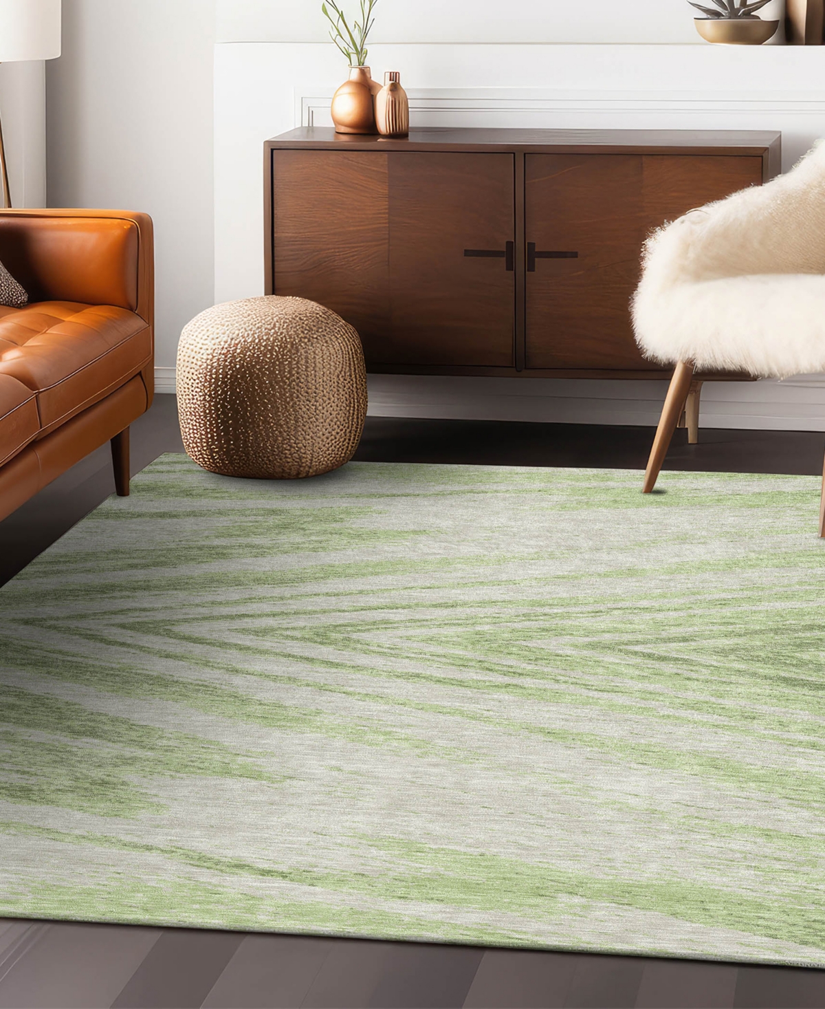 Addison Chantille Acn876 5'x7'6 Area Rug In Sage