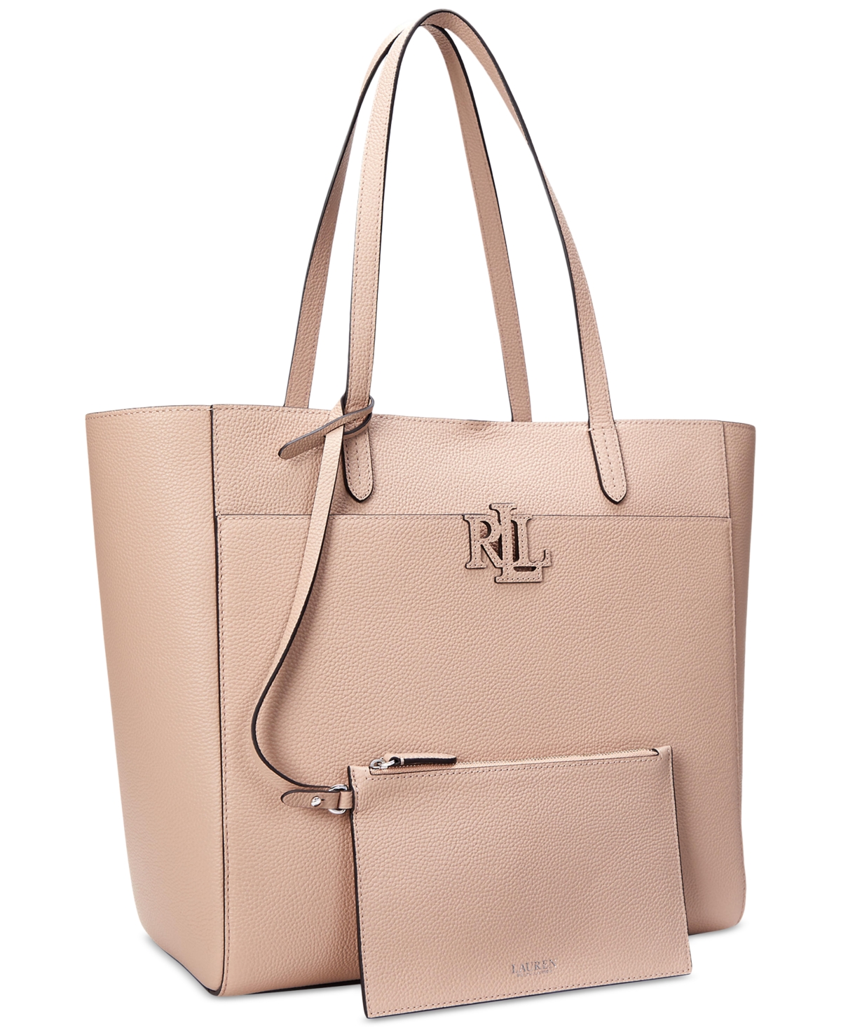 Ralph Lauren Pebbled Leather Extra-large Cameryn Tote Bag In Sunrise Blush