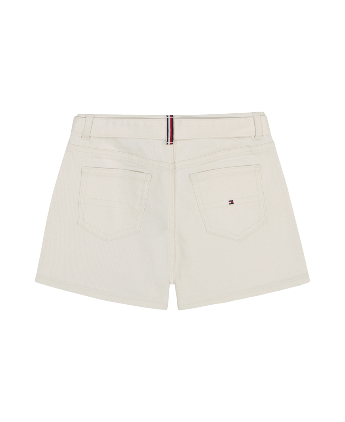 Tommy Hilfiger Big Girls Belted Denim Short In Natural