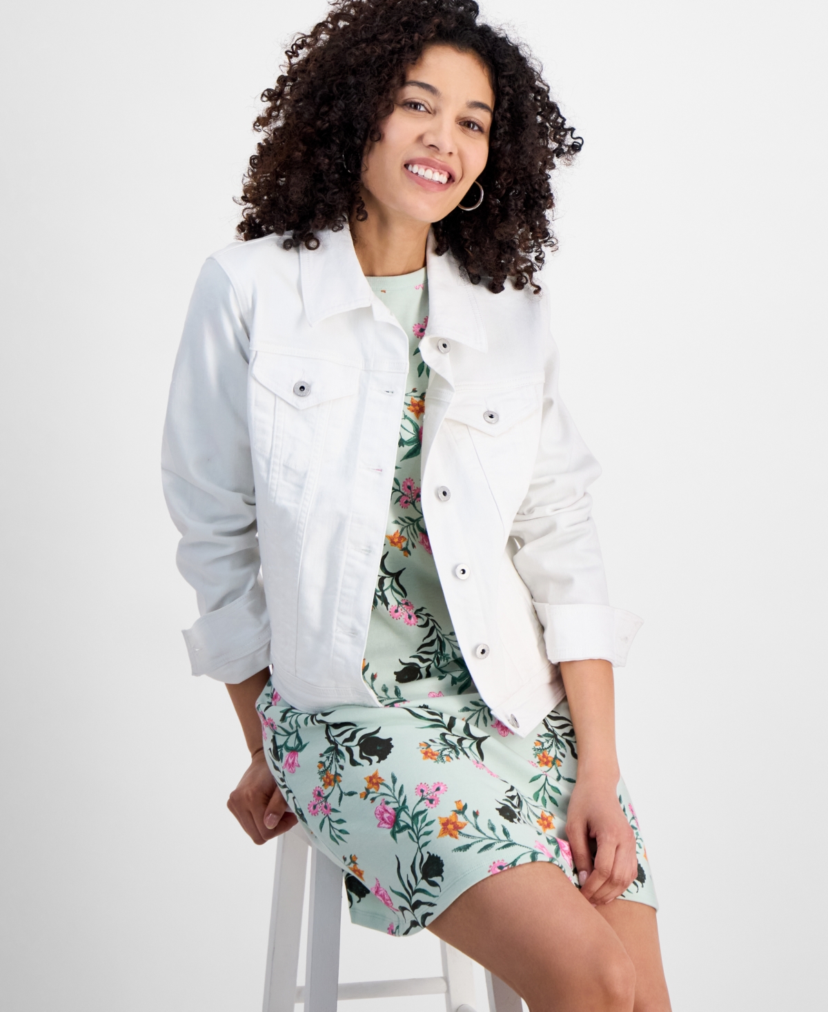 Style & Co Petite Cotton Boat-neck Dress, Exclusively At Macy's In Fauna Mint