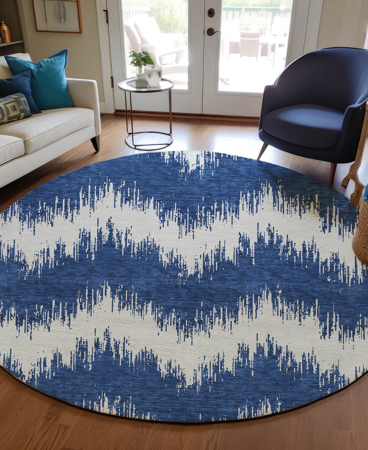 Addison Chantille Acn880 8'x8' Round Area Rug In Navy