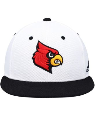 Men's White, Black Louisville Cardinals On-Field Baseball Fitted Hat