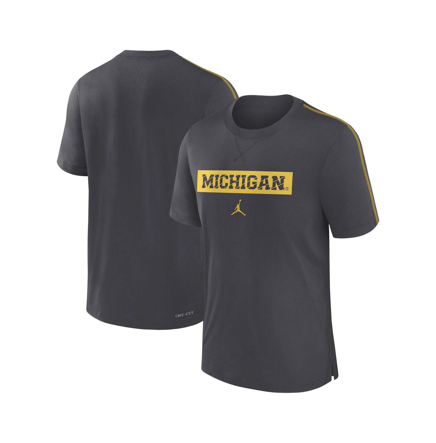 Мужская футболка Jordan Anthracite Michigan Wolverines 2024 Sideline Player Performance Tri-Blend — фото 1