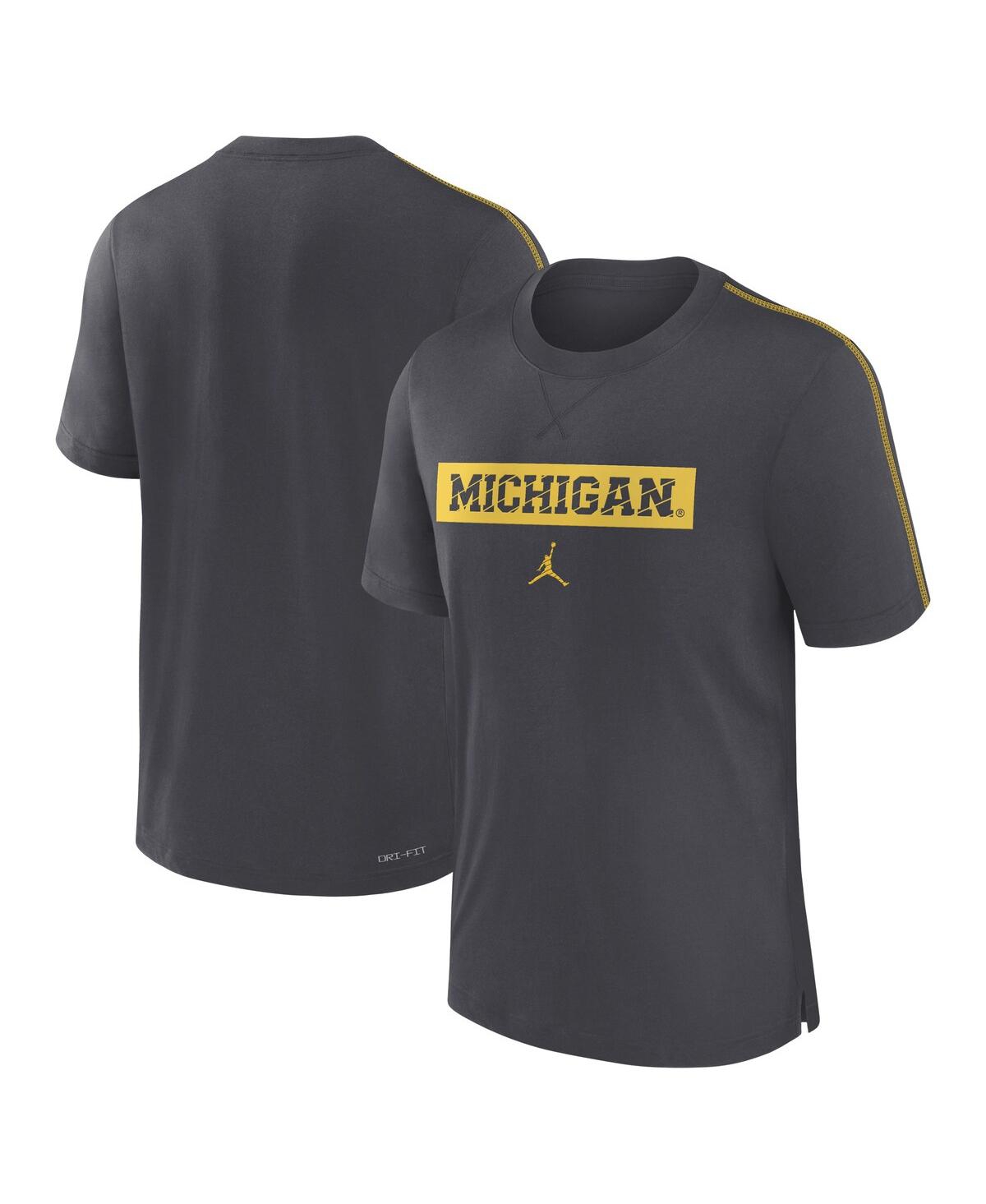 Jordan Men's Anthracite Michigan Wolverines 2024 Sideline Player Performance Tri-blend T-shirt In Anthracite