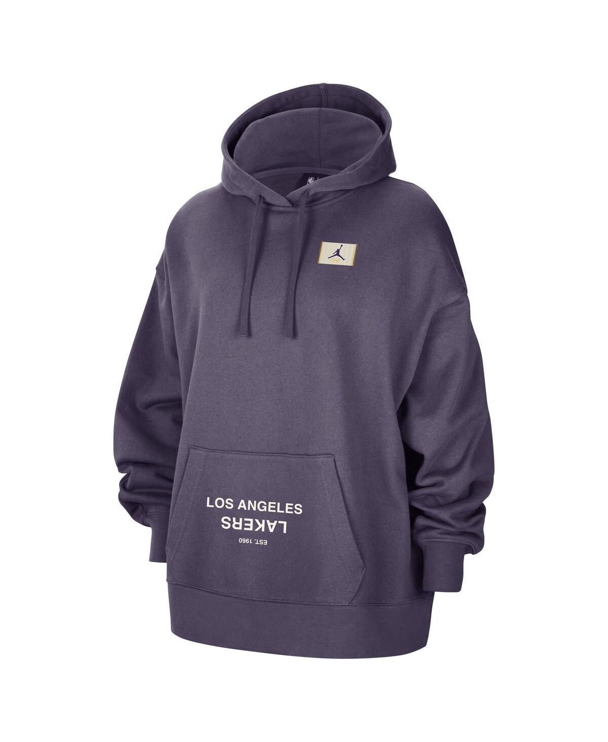 JORDAN WOMEN'S PURPLE LOS ANGELES LAKERS COURTSIDE STATEMENT EDITION OVERSIZE PULLOVER HOODIE 