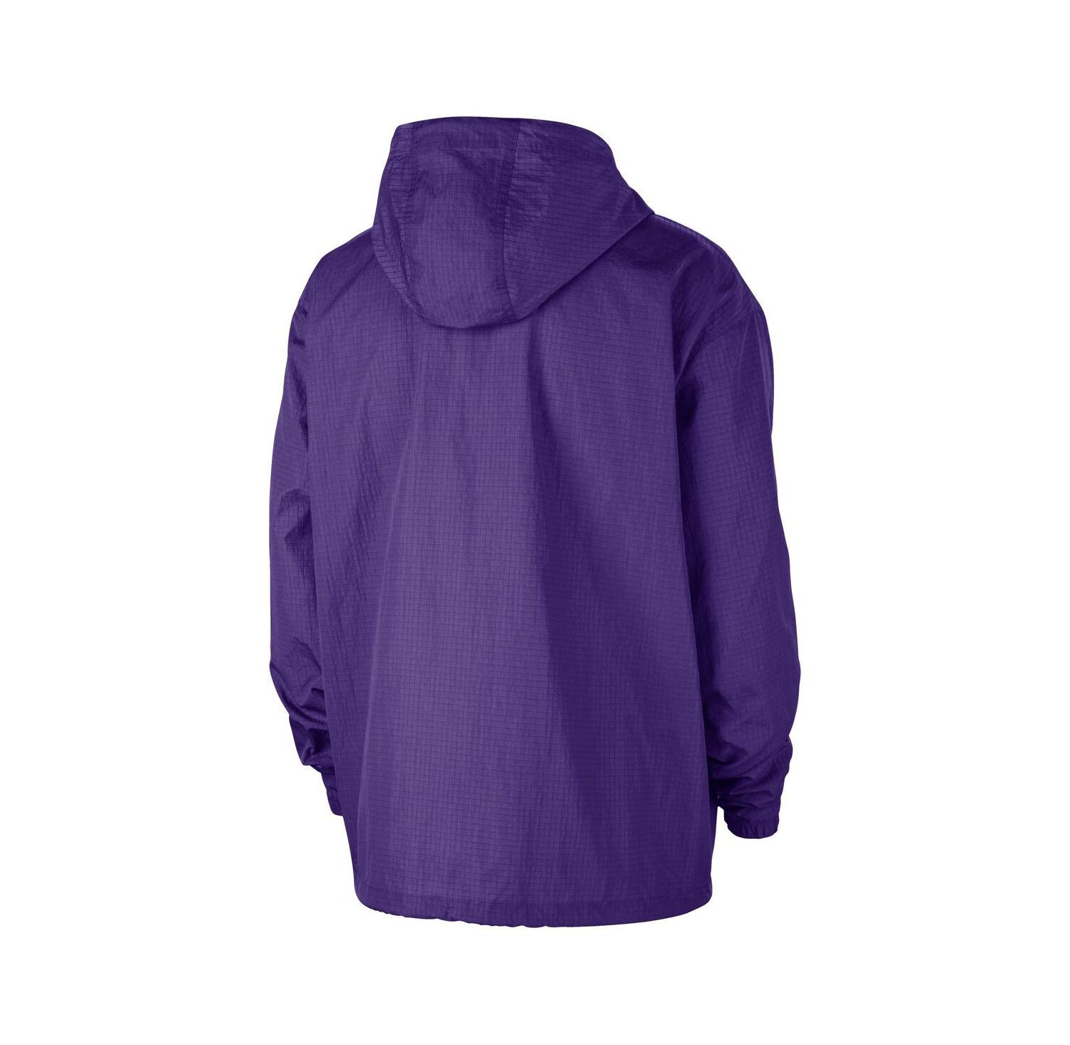 Men's Purple Los Angeles Lakers Courtside Premium Club Anorak Quarter-Zip Pullover Hoodie