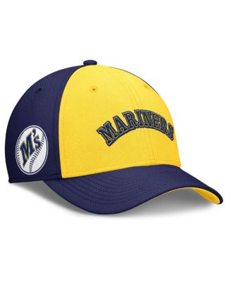 Nike - Men's Navy/Gold Seattle Mariners Rise Swoosh Performance Flex Hat