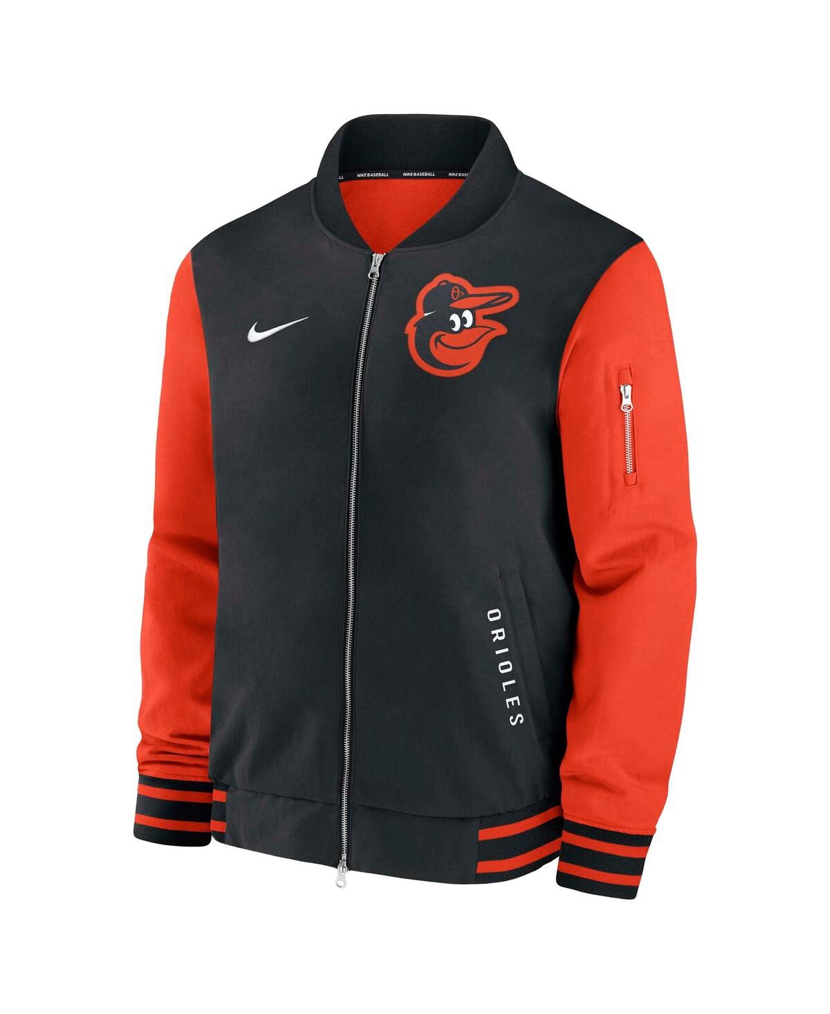 Nike Men's Black/orange Baltimore Orioles Authentic Collection Dugout Full-zip Bomber Jacket In Black
