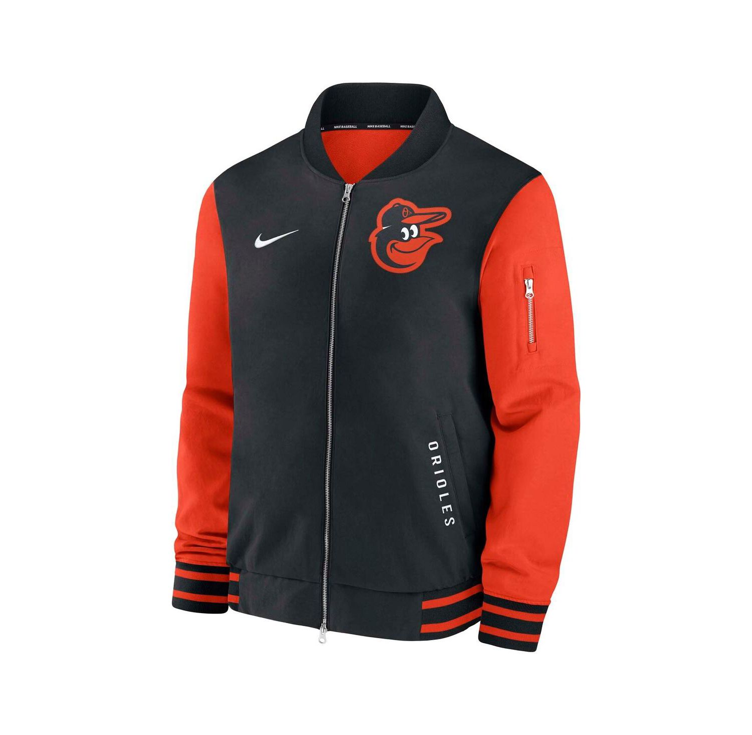 Men's Black/Orange Baltimore Orioles Authentic Collection Dugout Full-Zip Bomber Jacket
