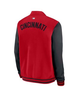 Men's Red/Black Cincinnati Reds Authentic Collection Dugout Full-Zip Bomber Jacket