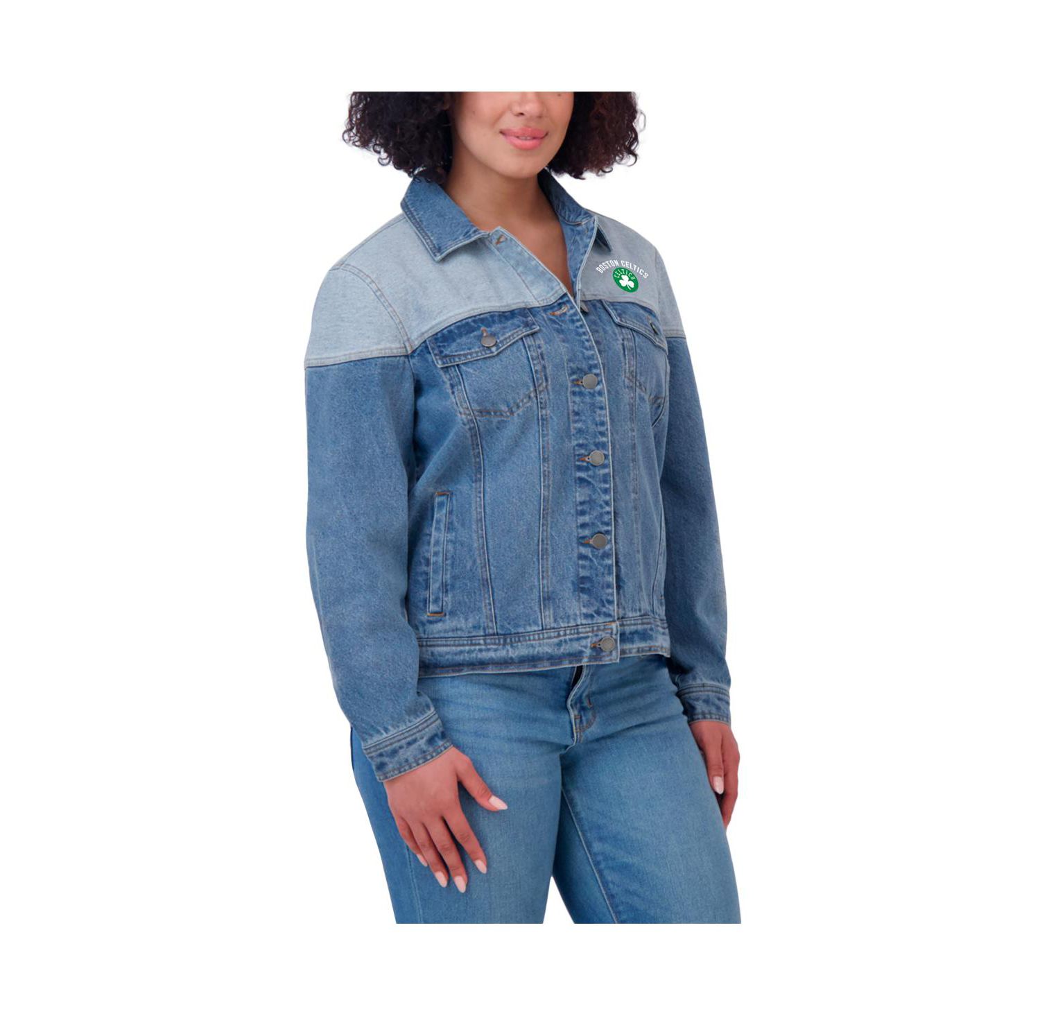Women's Blue Boston Celtics Full-Button Denim Jacket