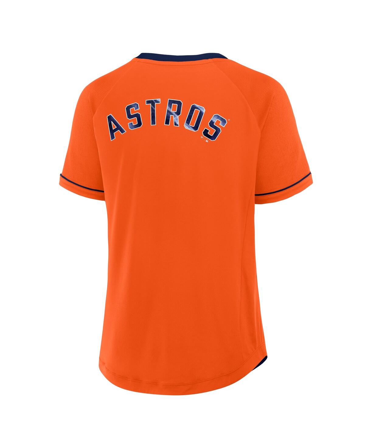 Fanatics Women's Orange Houston Astros Cooperstown Collection League Diva Raglan V-neck T-shirt In Orange