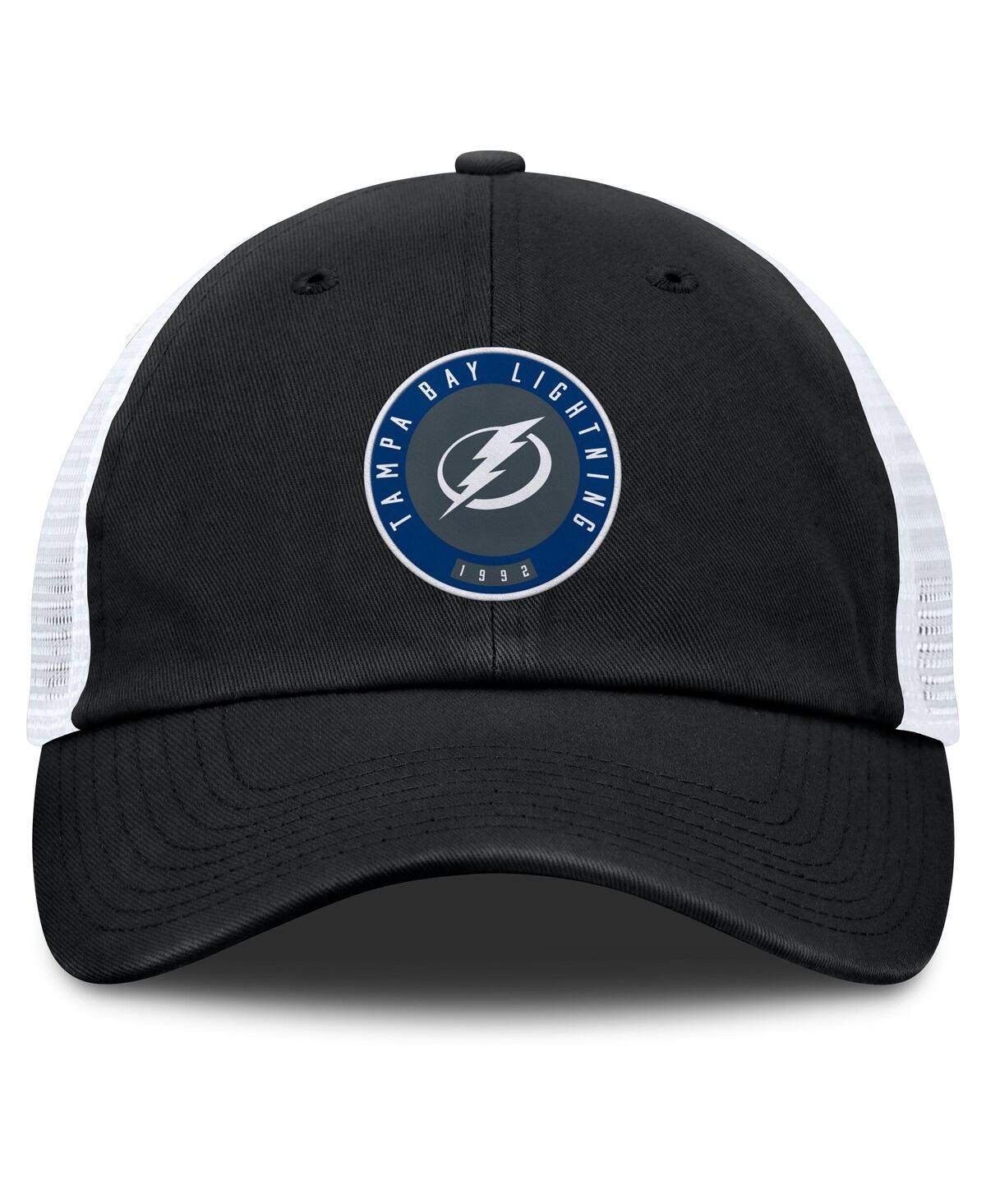 Fanatics Men's Black/white Tampa Bay Lightning Averie Trucker Adjustable Hat In Black,white