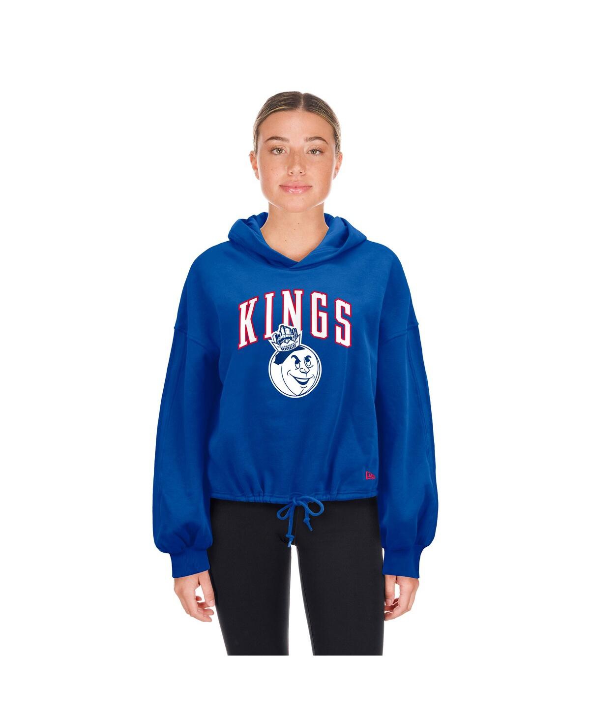 NEW ERA WOMEN'S BLUE SACRAMENTO KINGS 2024/25 CITY EDITION CROPPED PULLOVER HOODIE 