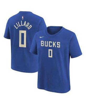 Nike - Big Boys and Girls Damian Lillard Royal Milwaukee Bucks 2024/25 City Edition Name Number T-shirt