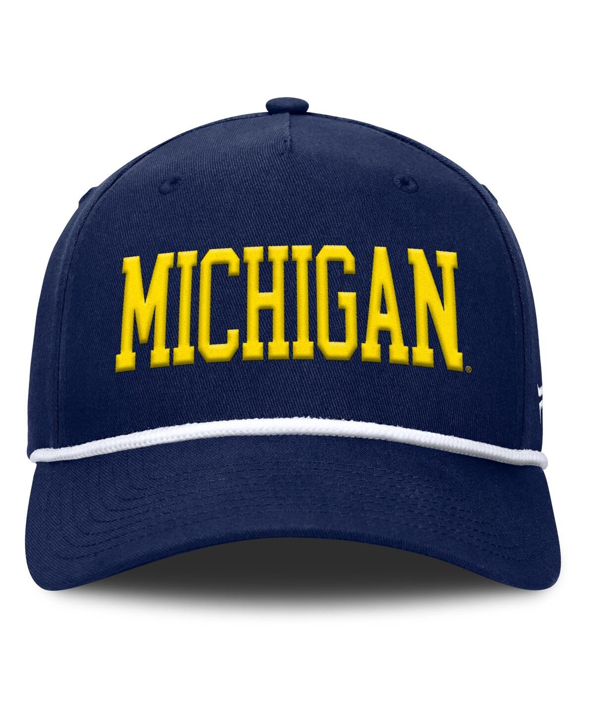 Fanatics Men's Navy Michigan Wolverines Foul Ball Rope Adjustable Hat In Navy