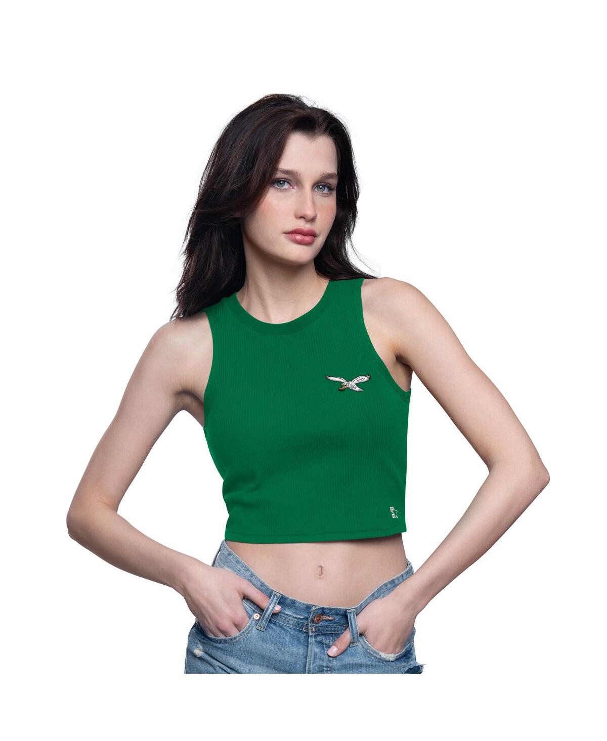 Women's Kelly Green Philadelphia Eagles Show Up Cropped Tank Top - Kelly Green