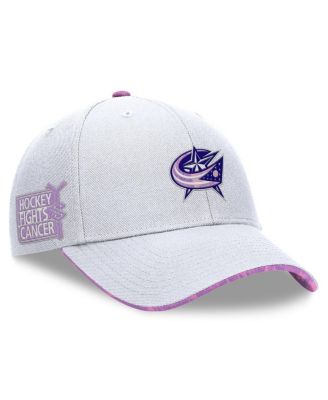 Fanatics - Men's White Columbus Blue Jackets Authentic Pro Hockey Fights Cancer Adjustable Hat