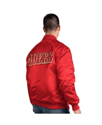 Men's Scarlet San Francisco 49ers Exclusive Satin Full-Snap Varsity Jacket