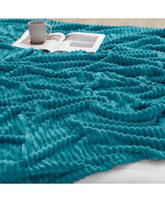 Ultra Soft & Light Ribbed Fleece Blanket - Throw/Travel 50"x60"