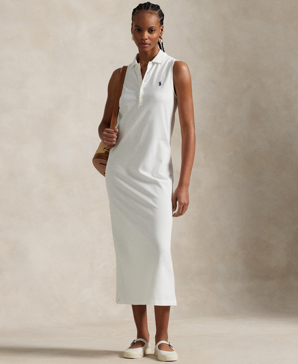 Polo Ralph Lauren Women's Stretch-cotton Sleeveless Polo Dress In White