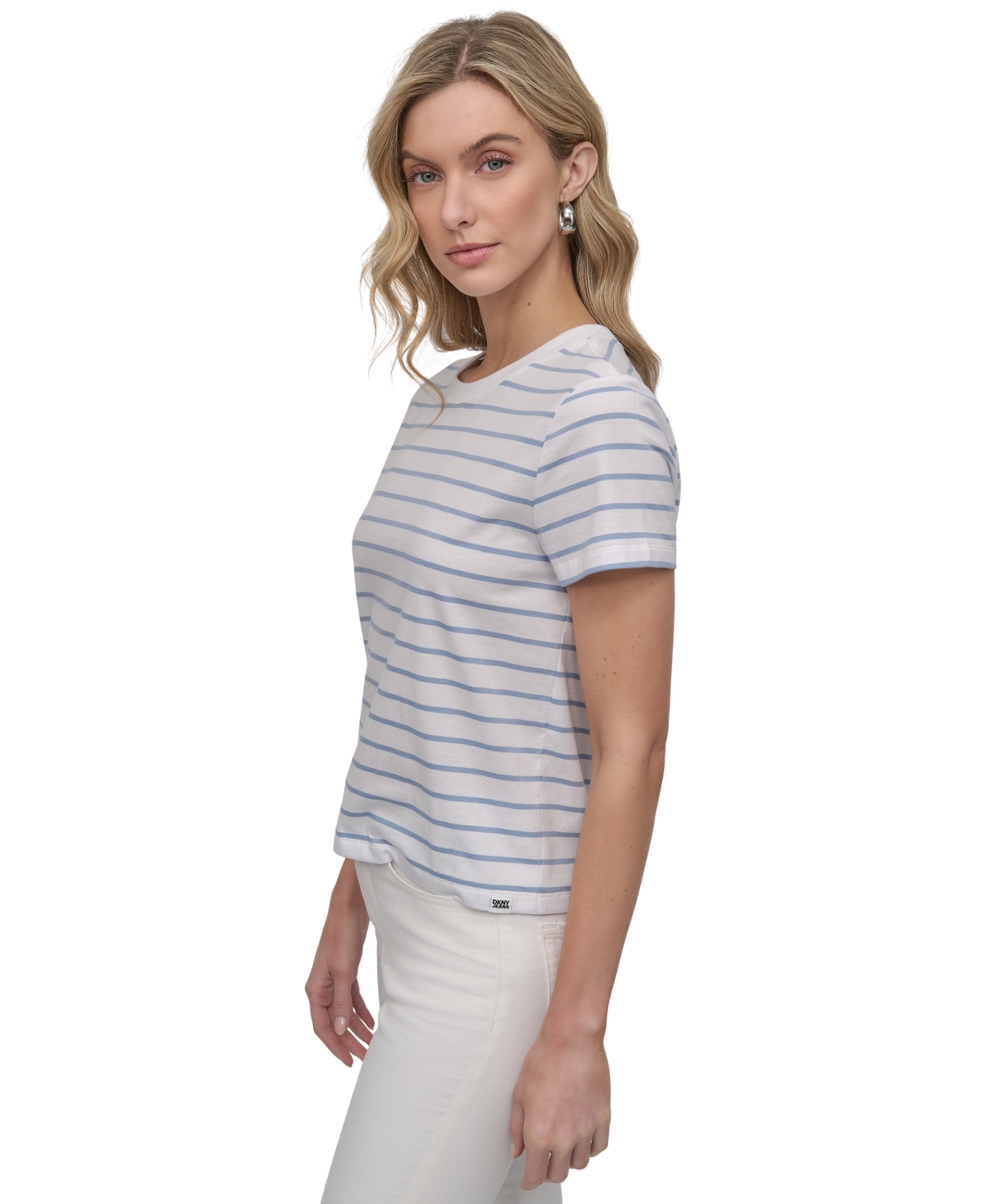 DKNY JEANS PETITE STRIPED CREWNECK T-SHIRT 