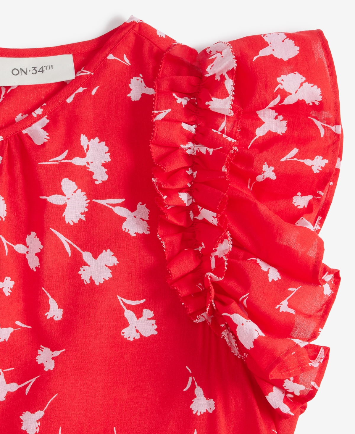 ON 34TH WOMEN'S RUFFLE SHORT-SLEEVE VOILE TOP, CREATED FOR MACY'S 